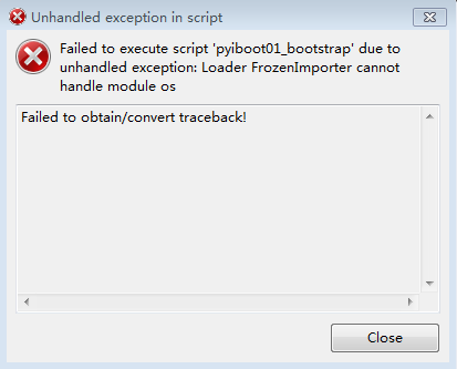 Unhandled exception in script